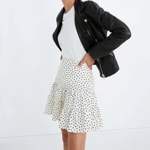 Madewell White and Black Polka Dot Skirt